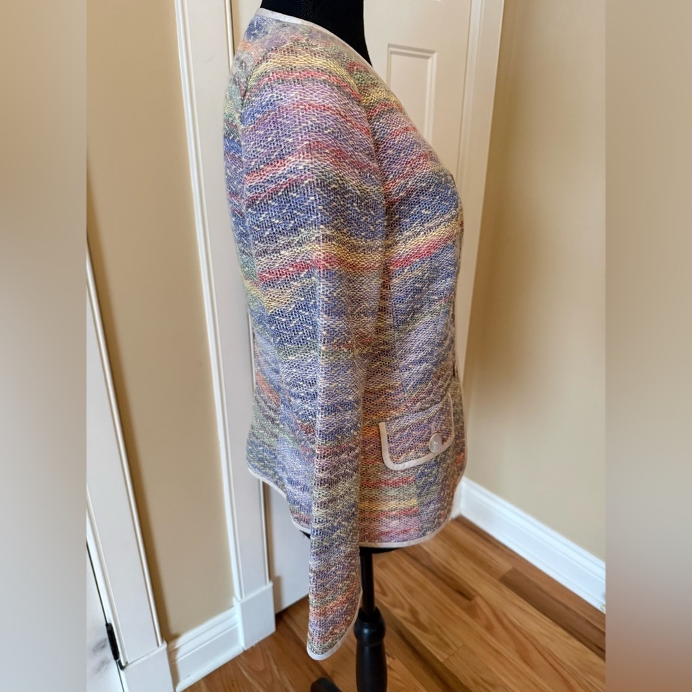 Lafayette 148 Jacket Blazer Pink Green Yellow Cotton Blend Women’s Size 6 - Picture 2 of 16